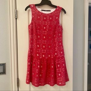 Hot pink drop waist lace dress